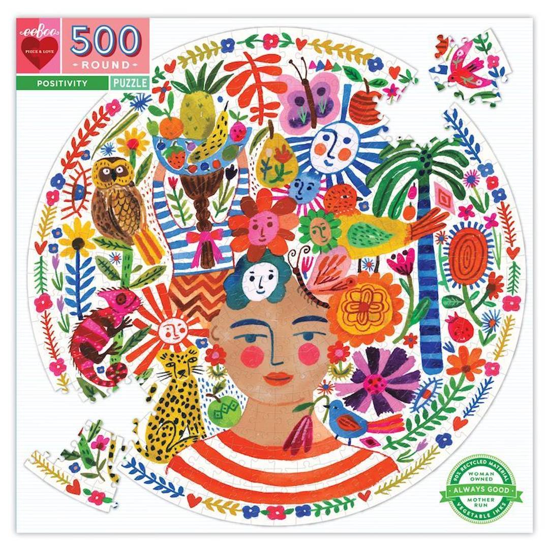 EEBOO Round Puzzle 500pcs, Positivity PZFPOS